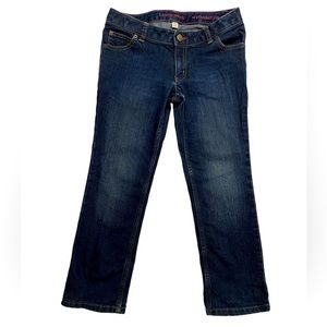 Lands’ End Girl’s PLUS Size 7 Jeans Straight Leg Adjustable Dark Wash Vintage